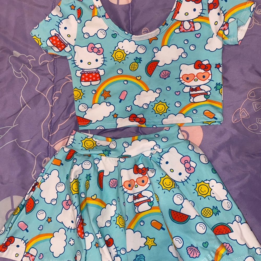 Hello kitty Crop Top and Skirt Set